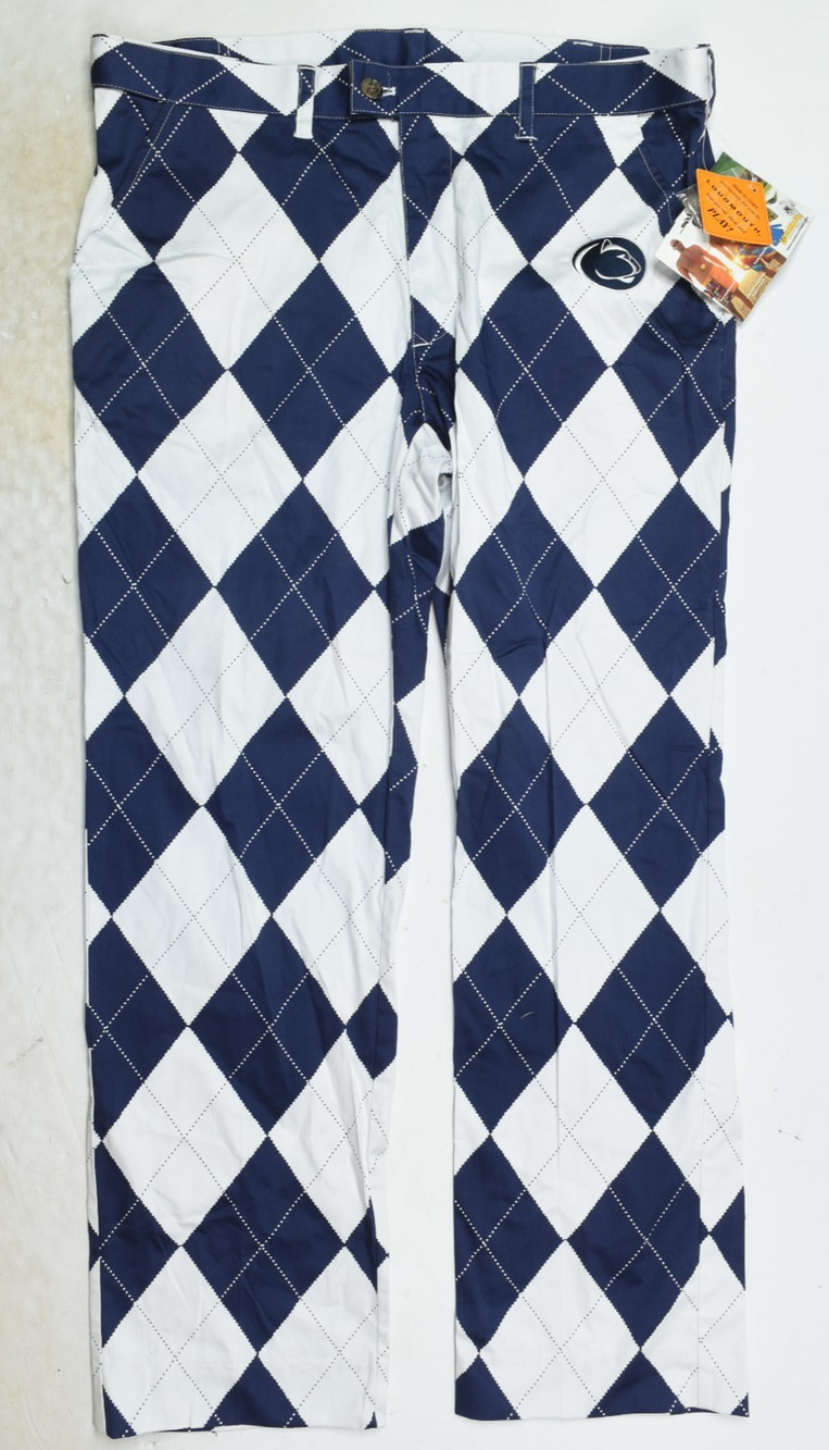 LoudMouth Golf Penn State Nittany Lions Pants Mens 38x32 Blue White Arglye
